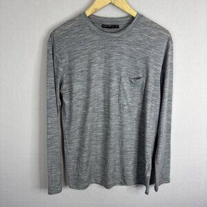 Icebreaker Merino Wool Long Sleeve Pocket Tee Men’s Small Gray Base Layer